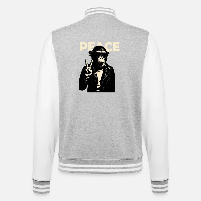 Friedlicher Rebellenaffe - College-Sweatjacke - Grau meliert/Weiß