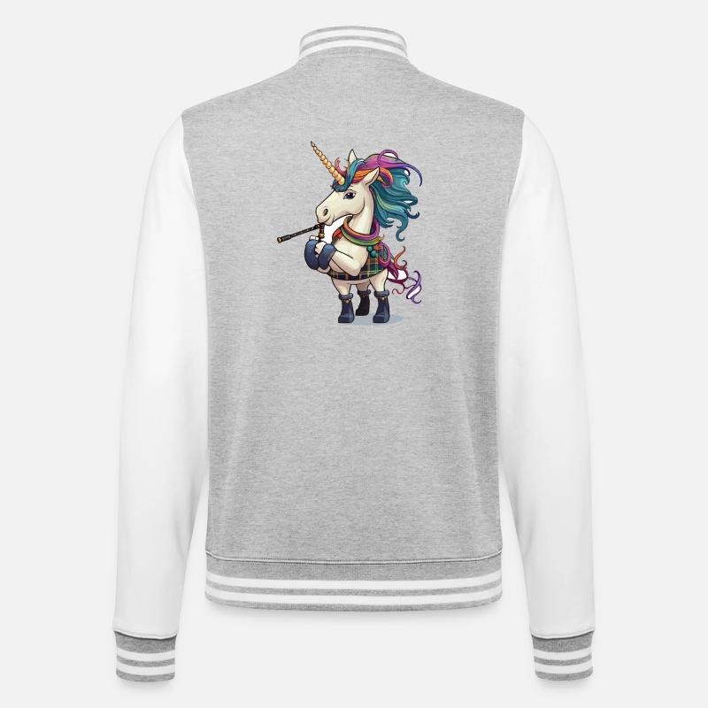 Bunter Einhorn Dudelsack - College-Sweatjacke - Grau meliert/Weiß