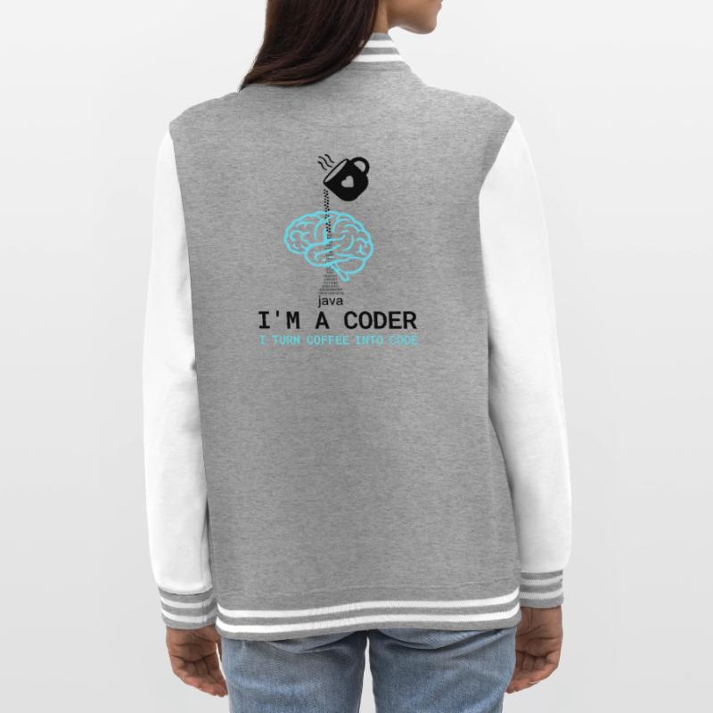 Coder T-Shirt: Coffee into Code – Nerdy Programmie College-Sweatjacke