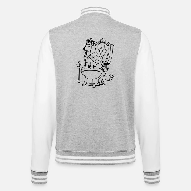 dackel thron toilette line art - College-Sweatjacke - Grau meliert/Weiß