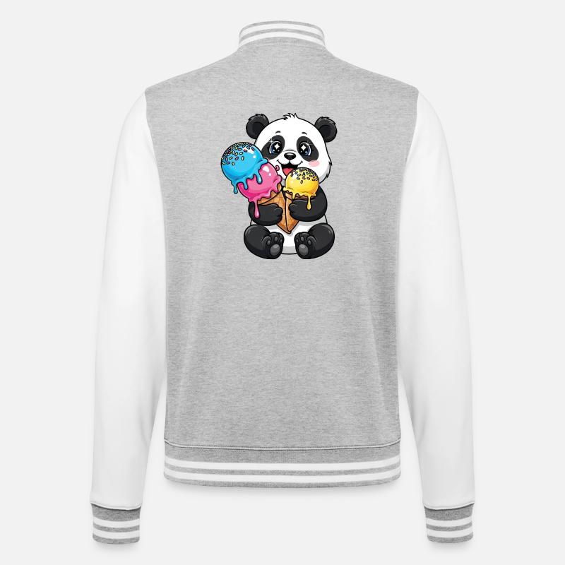 Süßer Panda Cartoon Eis Sommer Süßigkeit - College Sweat Jacket - heather grey/white