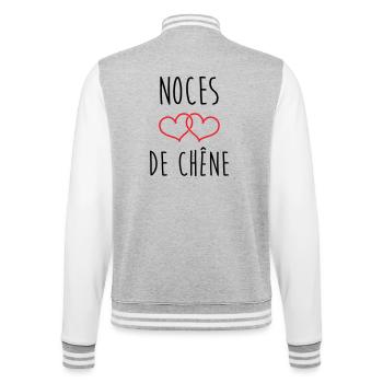 noces de Chêne 80 ans de mariage - Veste Teddy - gris chiné / blanc - Dos - Marisol (170cm)