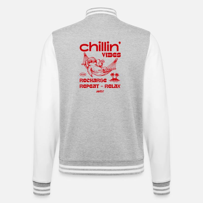 Chillin' Vibes Hammock Relax - College-Sweatjacke - Grau meliert/Weiß