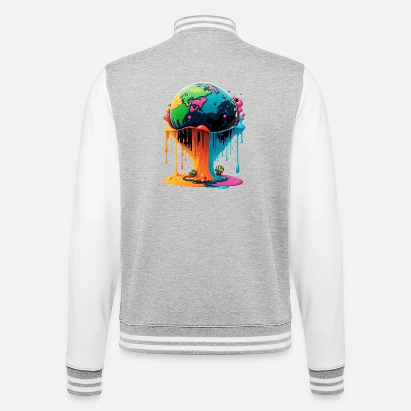 Globe - Terre - Globe - Veste Teddy - gris chiné / blanc