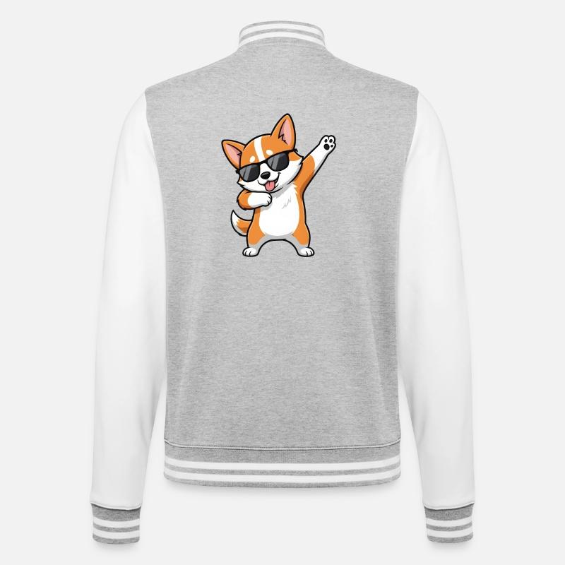 Dab Corgi - Veste Teddy - gris chiné / blanc