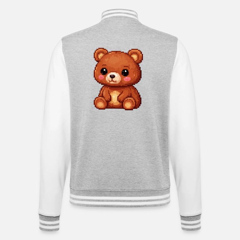 Teddy Bear Pixel Comic - Veste Teddy - gris chiné / blanc