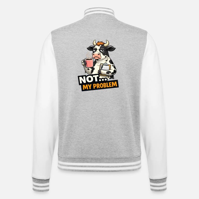Nicht mein Problem: Kuhkaffee-Stimmung - College-Sweatjacke - Grau meliert/Weiß