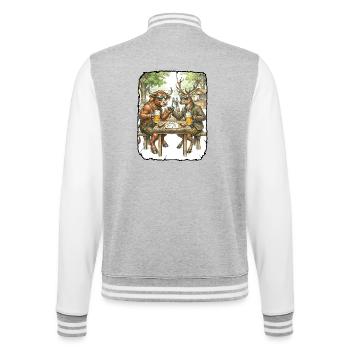 Stier Hirsch Biergarten - College-Sweatjacke - Grau meliert/Weiß - Hinten - Marisol (170cm)