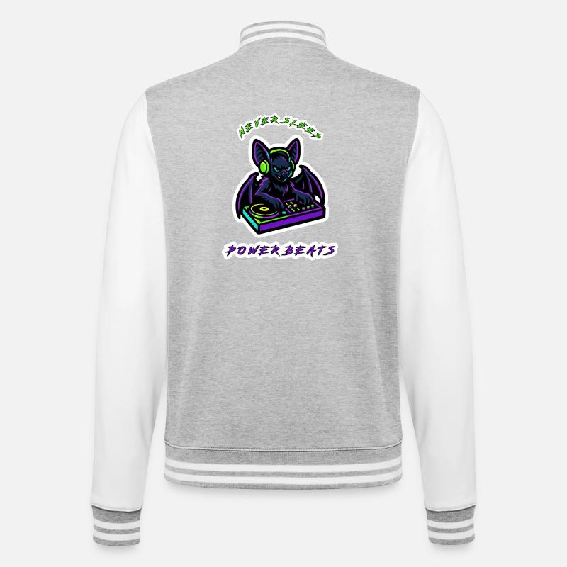 Neon Bat DJ Power Beats - College Sweat Jacket - heather grey/white