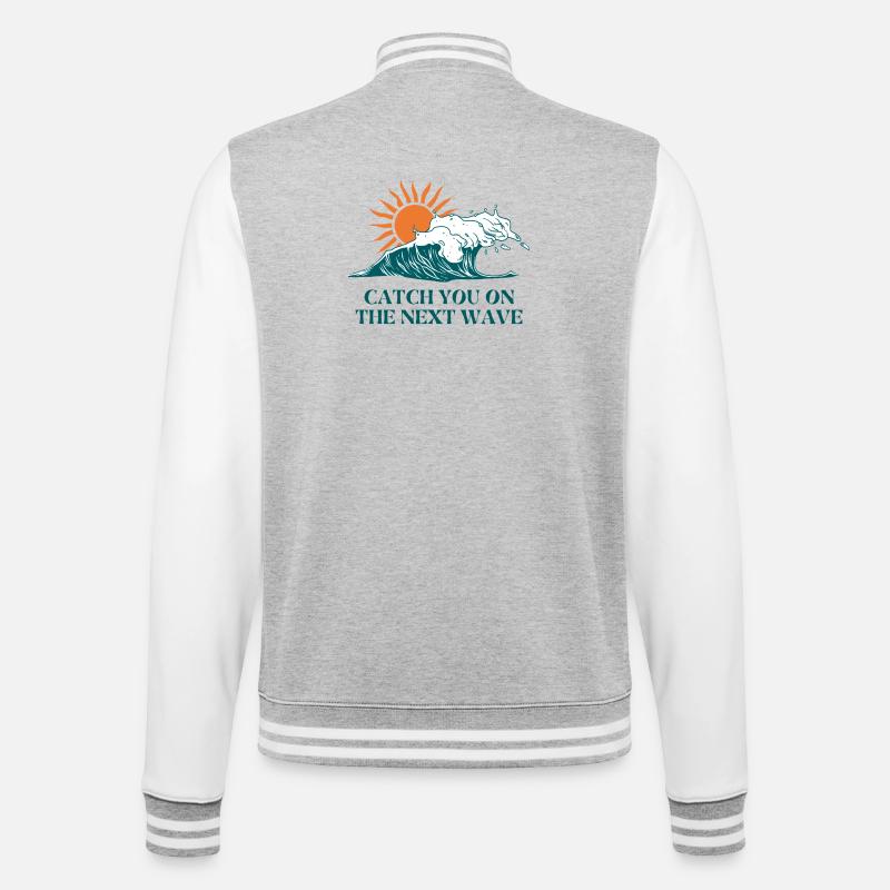 Next Wave Solar Surf Slogan - College Sweat Jacket - heather grey/white