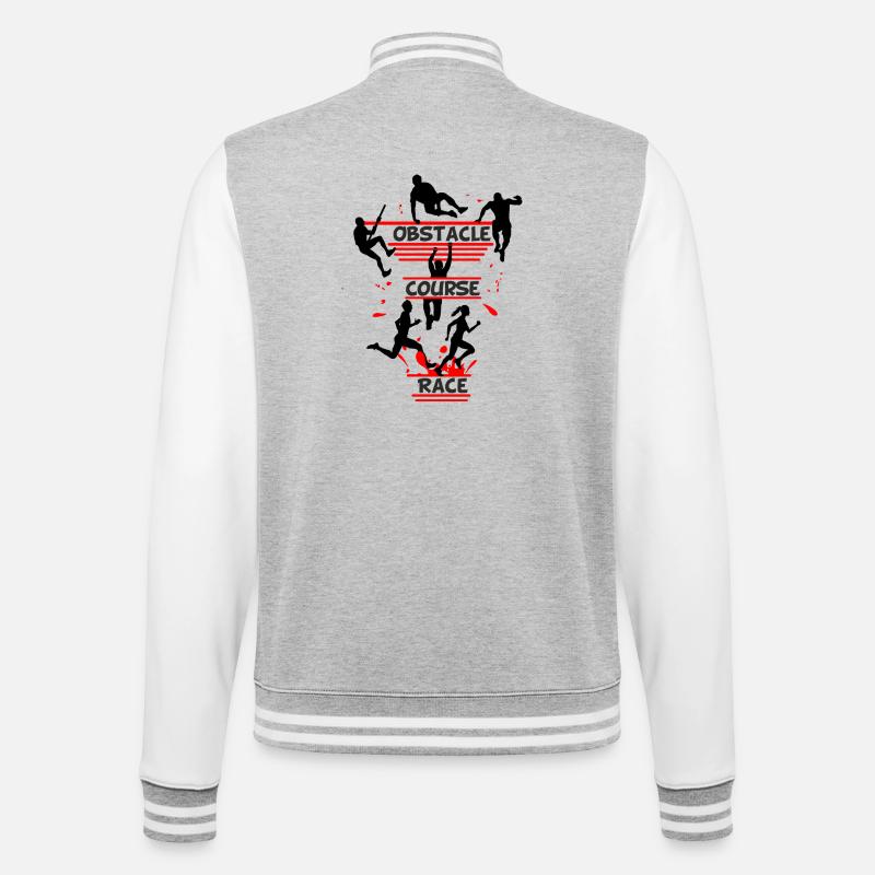 Obstacle Course Race – Full Action Silhouette - College Sweat Jacket - heather grey/white