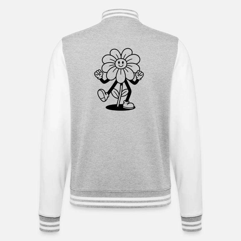 flower - College Sweat Jacket - heather grey/white