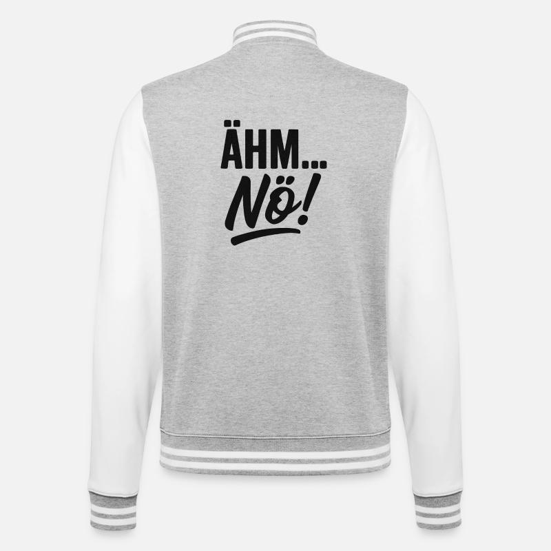 Ähm Nö Lustiger Spruch - College-Sweatjacke - Grau meliert/Weiß