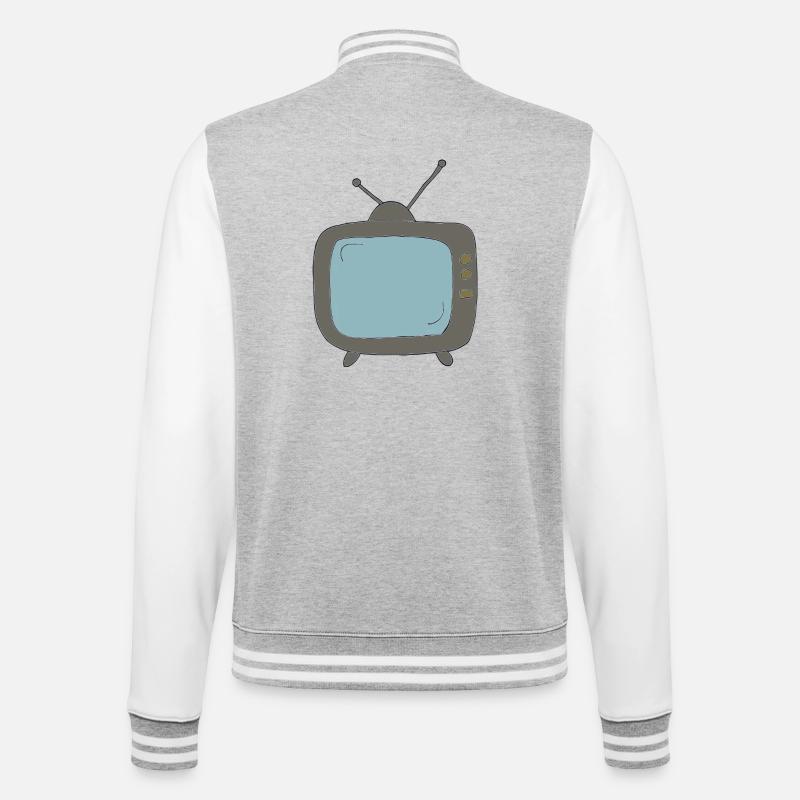 fernseher comicstyle - College-Sweatjacke - Grau meliert/Weiß