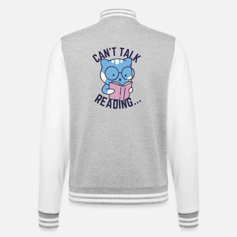Kann nicht sprechen, lesen... - College-Sweatjacke - Grau meliert/Weiß
