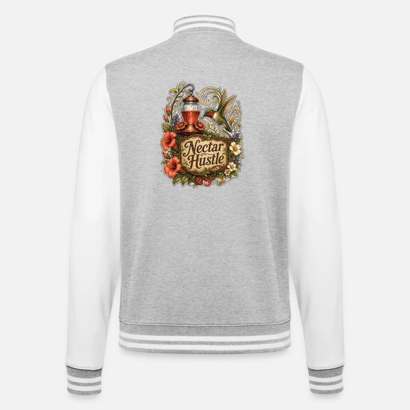 Nectar Hustle - College-Sweatjacke - Grau meliert/Weiß