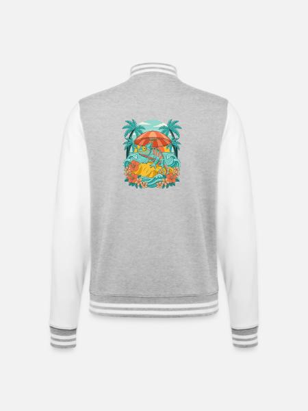 Tropical chameleon - College Sweat Jacket - heather grey/white