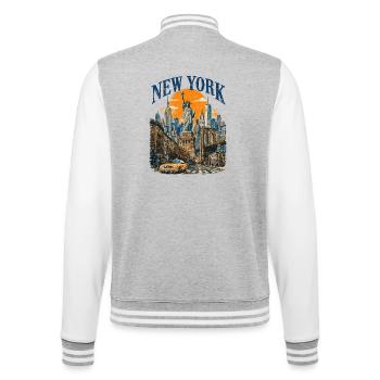 Vintage USA New York City Skyline NEW-YORK - College-Sweatjacke - Grau meliert/Weiß - Hinten - Marisol (170cm)