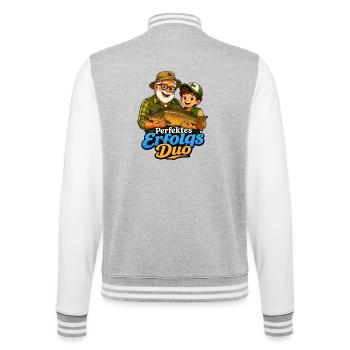 Angeln mit Opa - College-Sweatjacke - Grau meliert/Weiß - Hinten - Marisol (170cm)
