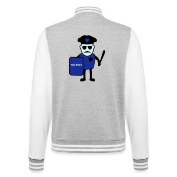 Polizist mit Schlagstock - College-Sweatjacke - Grau meliert/Weiß - Hinten - Marisol (170cm)