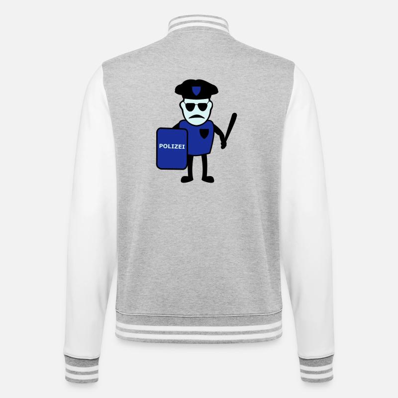 Policeman avec matraque - Veste Teddy - gris chiné / blanc