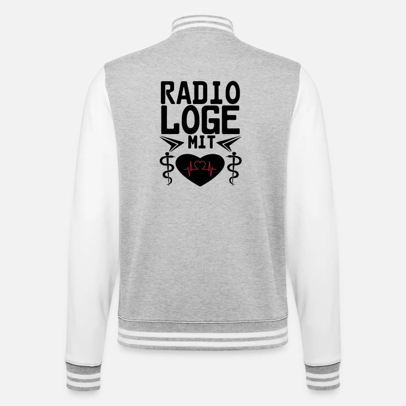 Radiologe mit Herz Geschenk - College-Sweatjacke - Grau meliert/Weiß