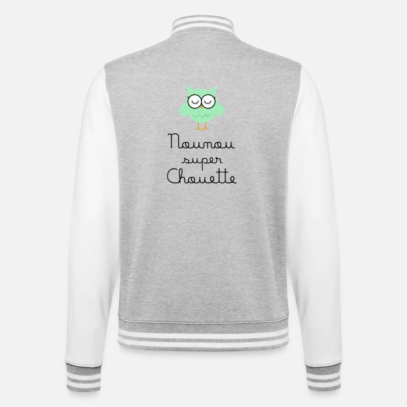 Kindermädchen große Eule - College-Sweatjacke - Grau meliert/Weiß