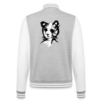 Tête d’ours panda dans le style cubiste - Veste Teddy - gris chiné / blanc - Dos - Marisol (170cm)