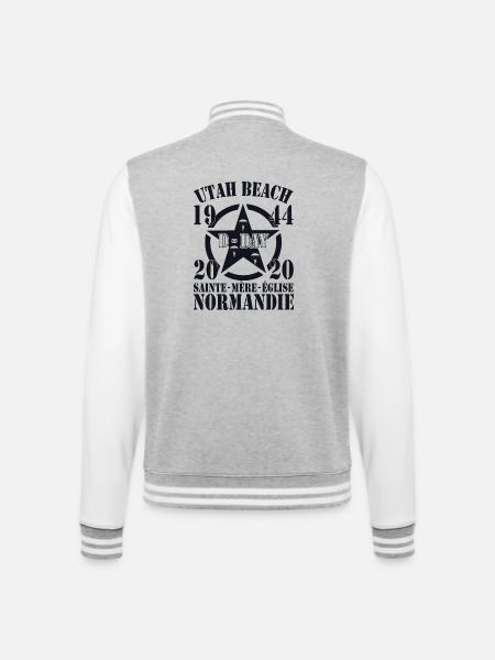 Utah Beach 1944 - 2020 D-Day Holy Mother Church - College-Sweatjacke - Grau meliert/Weiß