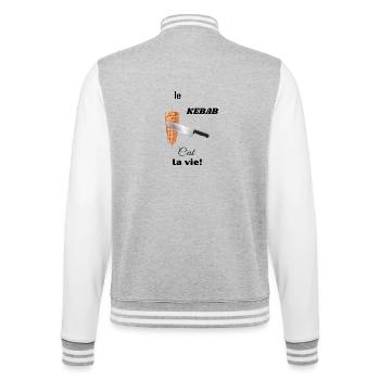 Kebab Fan T-shirt - Veste Teddy - gris chiné / blanc - Dos - Marisol (170cm)