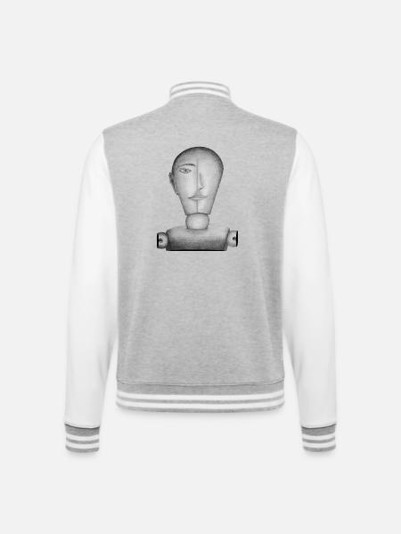 Drawing doll drawn - College Sweat Jacket - heather grey/white