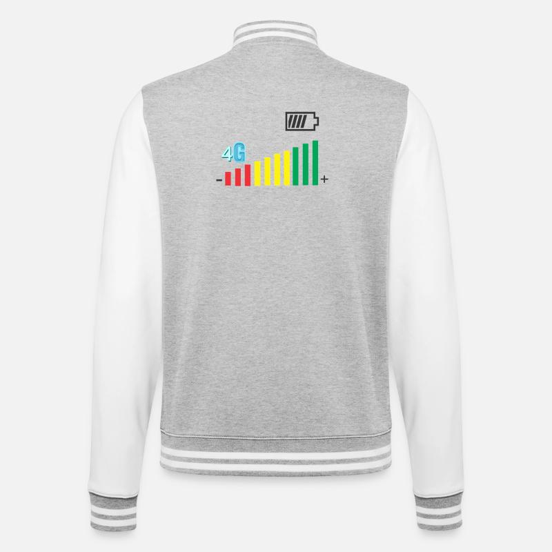 Deckungsgrad - College-Sweatjacke - Grau meliert/Weiß