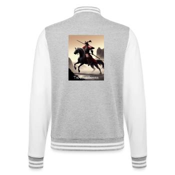 Le brave samouraï Le brave samouraï à cheval - Veste Teddy - gris chiné / blanc - Dos - Marisol (170cm)