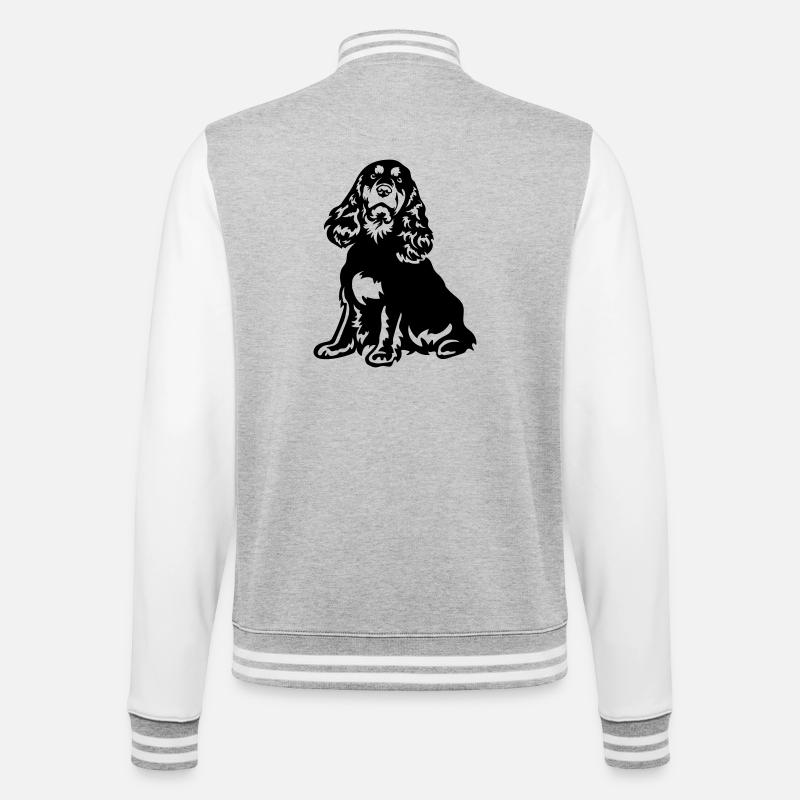 Cocker Spaniel - College-Sweatjacke - Grau meliert/Weiß