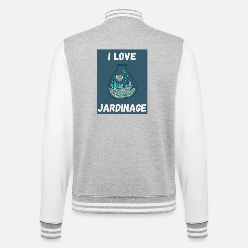 GARDEN. SPRING. GARDENING. RETIREMENT. SPRING. - College Sweat Jacket - heather grey/white