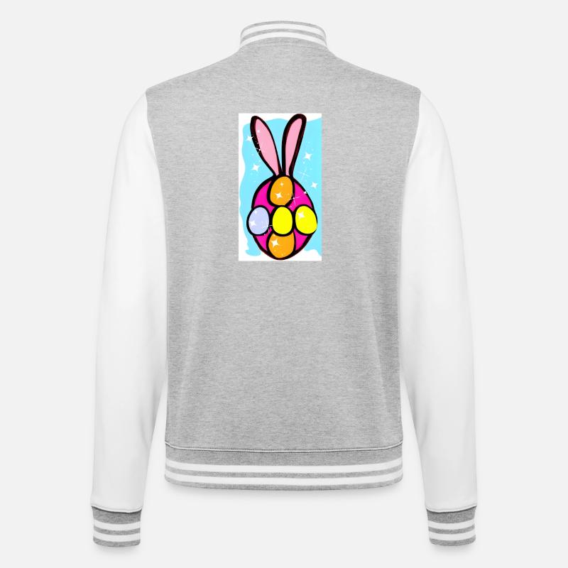 Bunte Osterhasen-Eier Illustration - College-Sweatjacke - Grau meliert/Weiß