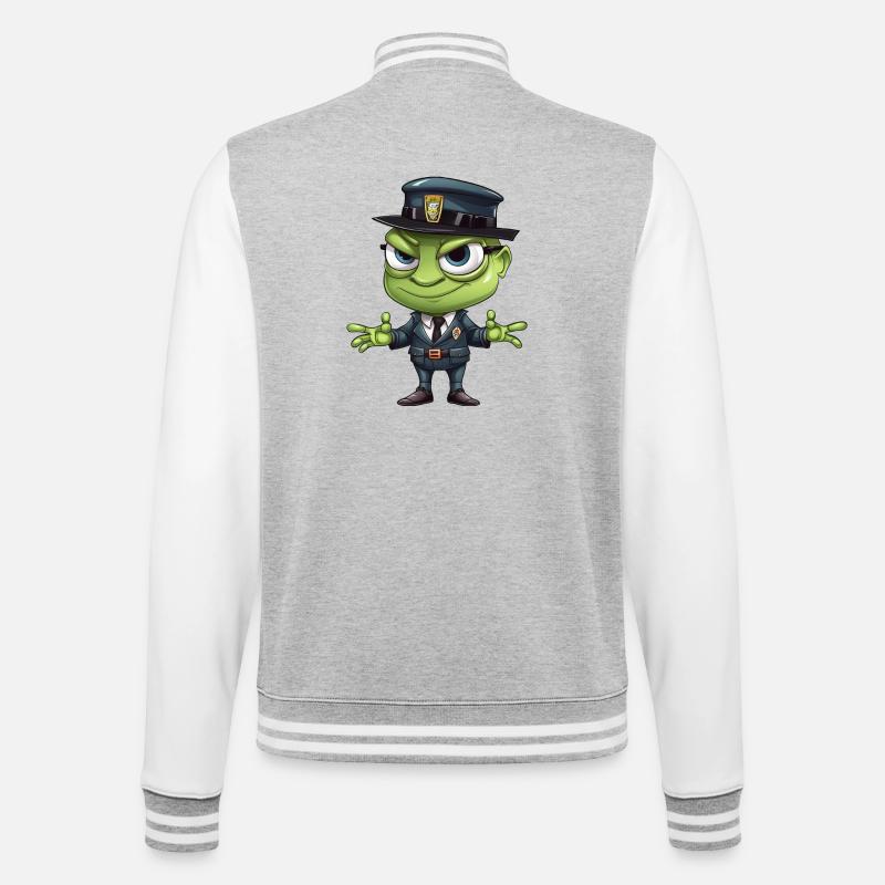 Grasshopper Polizei - College-Sweatjacke - Grau meliert/Weiß