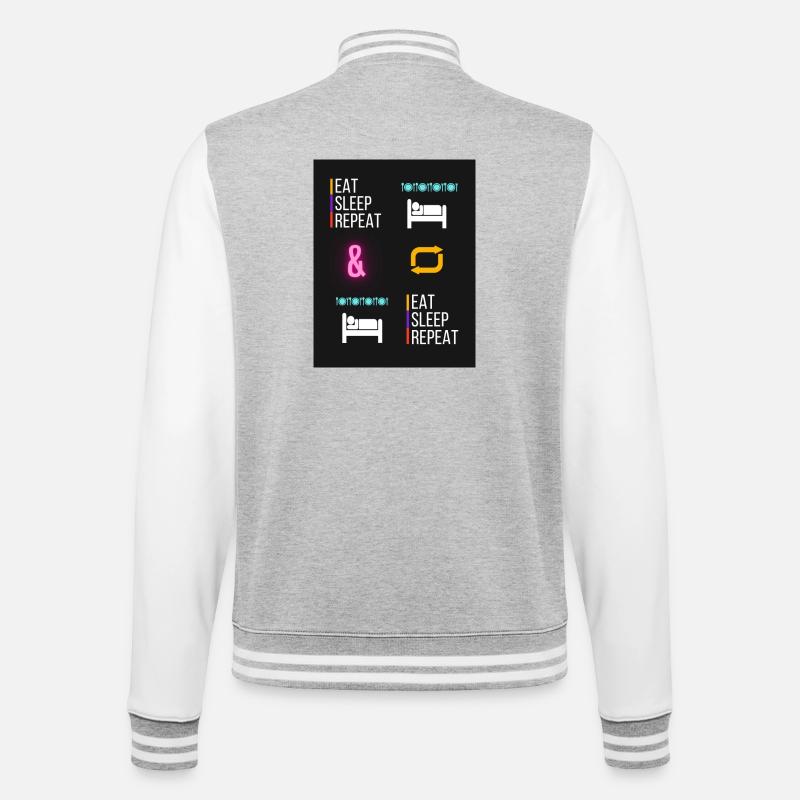 My Design - College-Sweatjacke - Grau meliert/Weiß