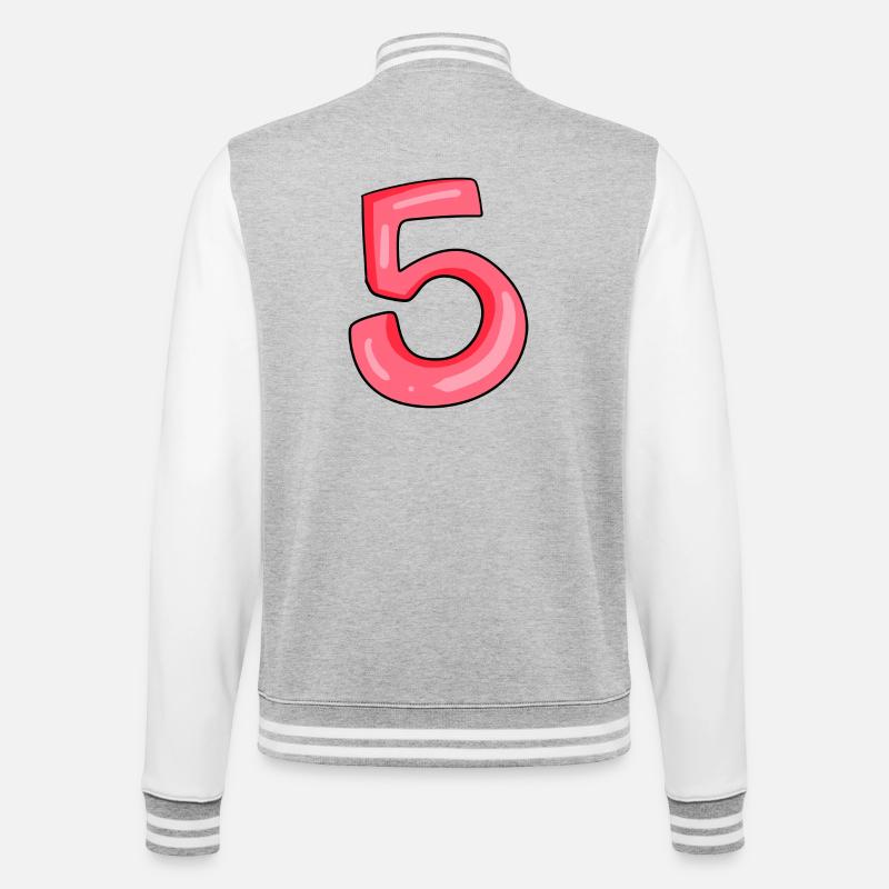 Number 5 Number - College Sweat Jacket - heather grey/white