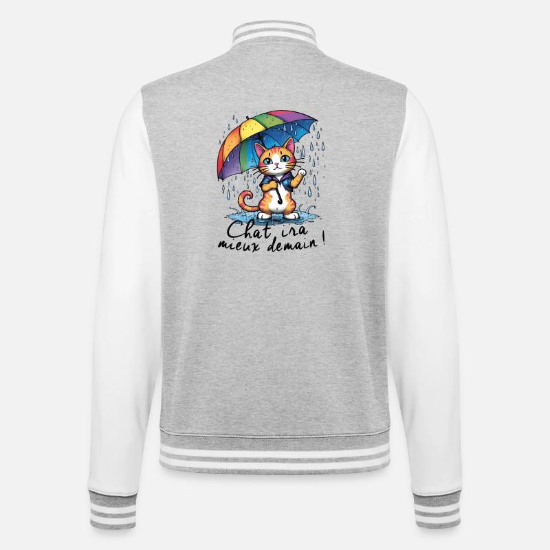 Cat Will Be Better Tomorrow - College Sweat Jacket - heather grey/white