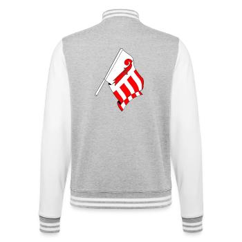 Flagge Jura Schweiz - College-Sweatjacke - Grau meliert/Weiß - Hinten - Marisol (170cm)