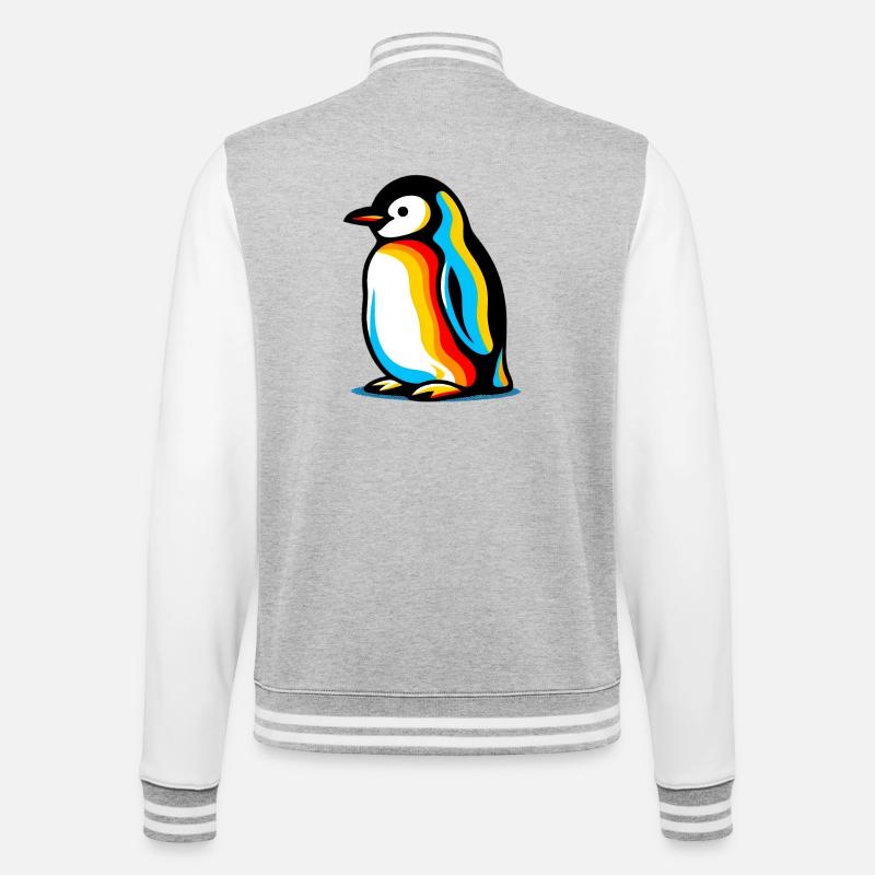 Pinguin - College-Sweatjacke - Grau meliert/Weiß