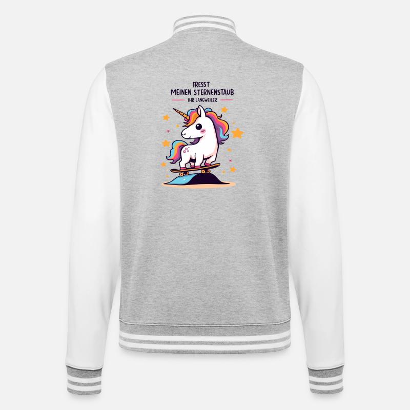 Skateboard-Einhorn - College-Sweatjacke - Grau meliert/Weiß