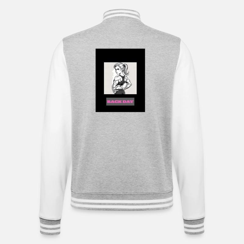Ermächtigte weibliche Bodybuilderin Illustration - College-Sweatjacke - Grau meliert/Weiß