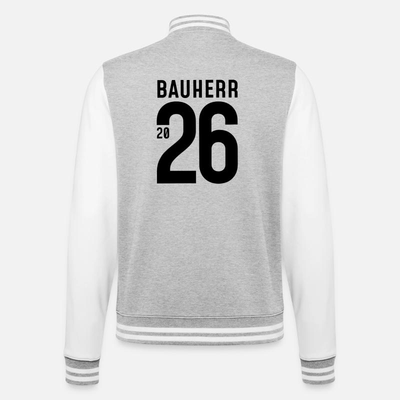 Builder 2026 - large number - College Sweat Jacket - heather grey/white