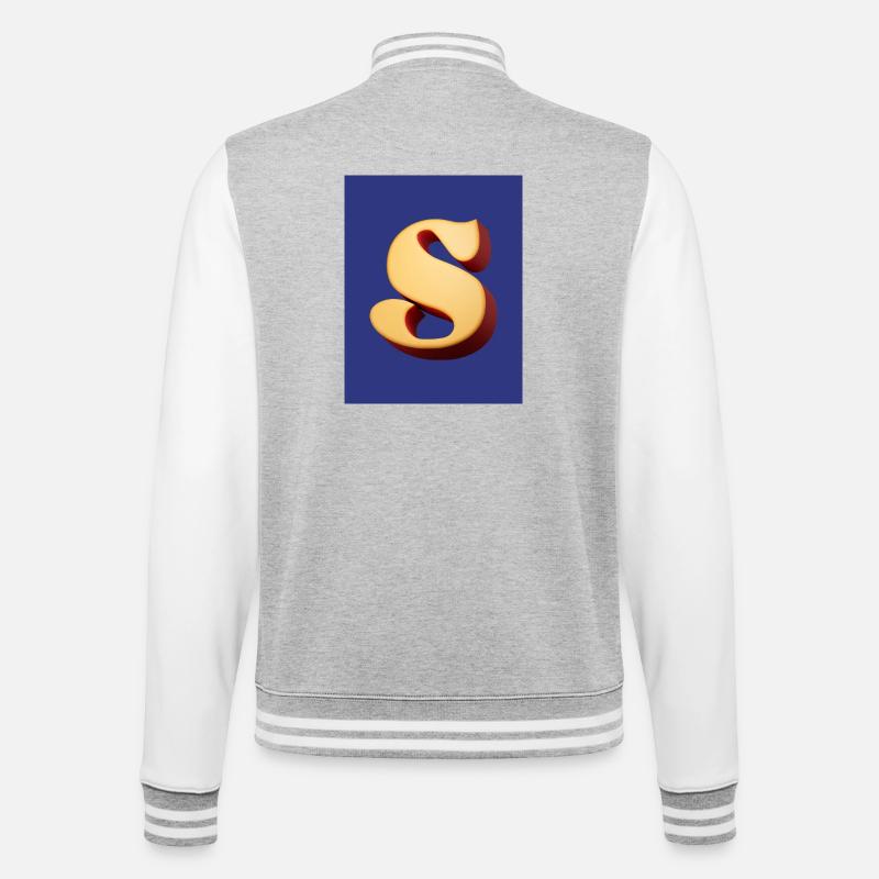 3D Hellbrauner Buchstabe S Look - College-Sweatjacke - Grau meliert/Weiß