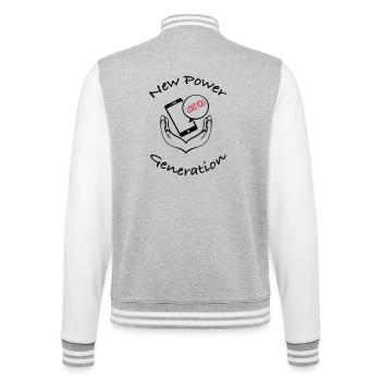 New Power Generation Love Message Design - College-Sweatjacke - Grau meliert/Weiß - Hinten - Marisol (170cm)