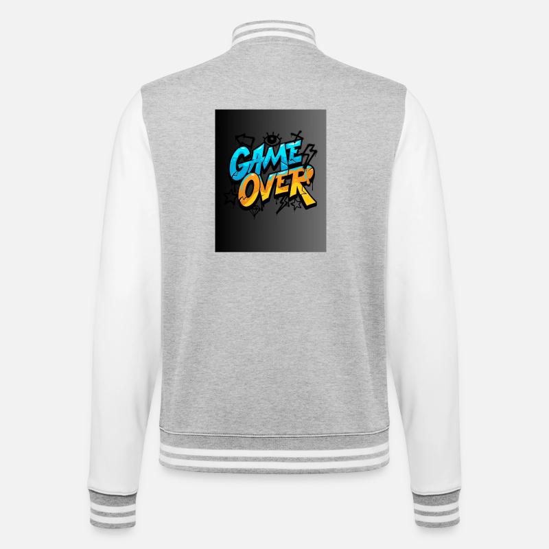Graffiti Style Game Over Design - College Sweat Jacket - heather grey/white