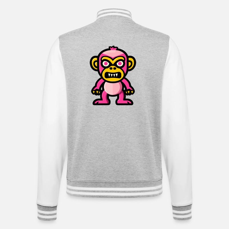 Affe Halloween Comic Lustig - College-Sweatjacke - Grau meliert/Weiß