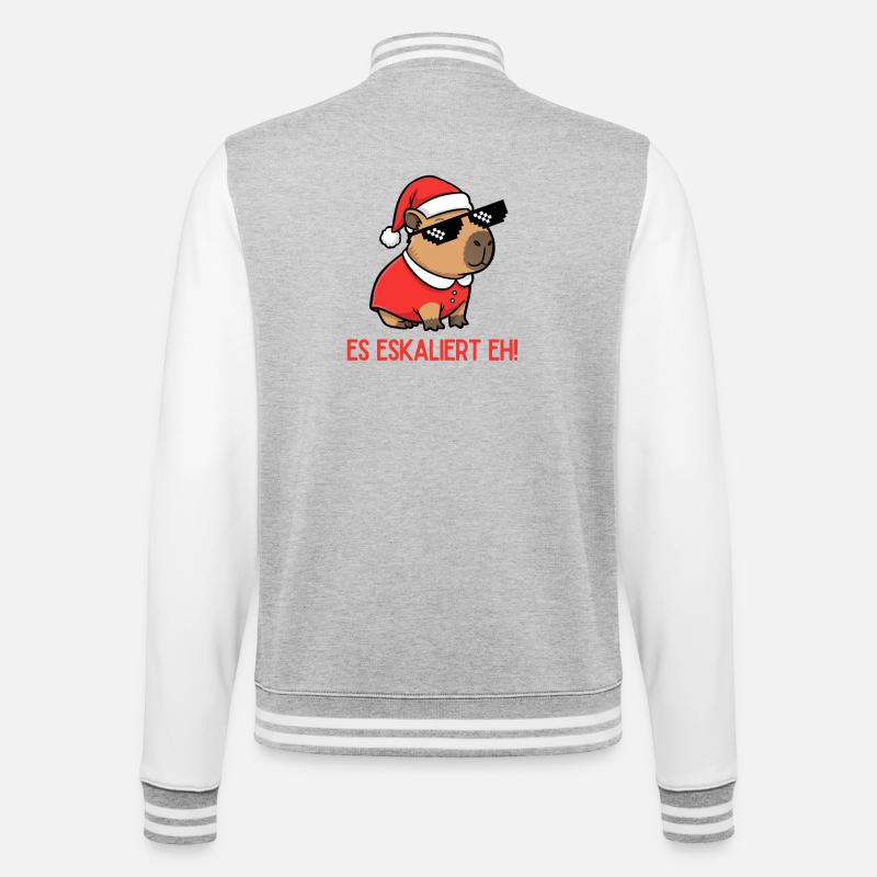 Es eskaliert eh – Weihnachtsfeier Edition 🎄🎉 - College-Sweatjacke - Grau meliert/Weiß